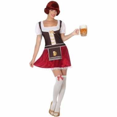 Bruine/rode tiroler dirndl verkleed kostuum/jurkje voor dames