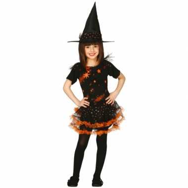 Halloween heksenjurk met hoed voor kinderen oranje