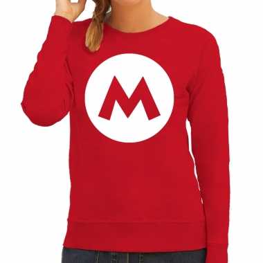 Italiaanse mario loodgieter verkleed sweater / trui rood voor dames