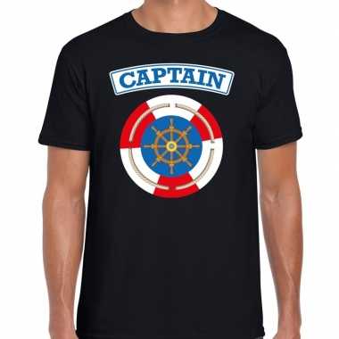 Kapitein/captain verkleed t shirt zwart voor heren