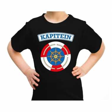 Kapitein verkleed t shirt zwart voor kinderen
