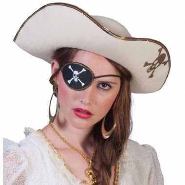 Piratenkostuum accessoires witte piratenhoed met schedel