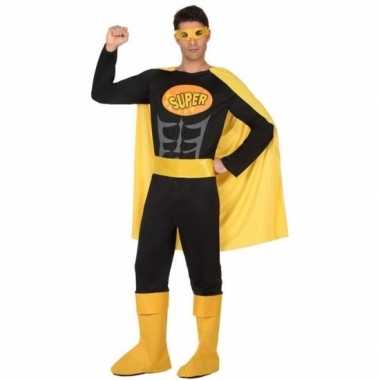 Superheld verkleed kostuum/kostuum zwart/geel voor heren