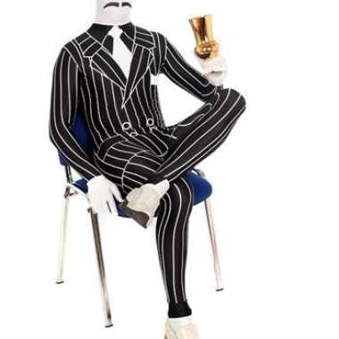 Zentai gangster kostuum krijtstreep