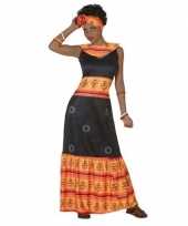 Afrikaanse jurk verkleed kostuum zwart oranje voor dames