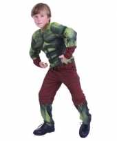 Gespierde groene held kostuum voor jongens