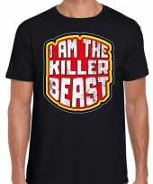 Halloween killer beast verkleed t shirt zwart voor heren