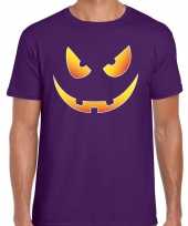 Halloween scary face verkleed t shirt paars voor heren
