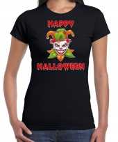 Happy halloween groene horror joker verkleed t-shirt zwart voor dames