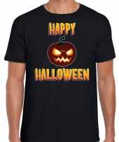 Happy halloween horror pompoen verkleed t-shirt zwart voor heren