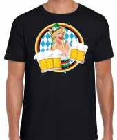 Oktoberfest bierfeest drank fun t-shirt kostuum zwart met beierse kleuren voor heren