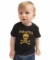 Piraten kostuum shirt goud glitter zwart voor peuters