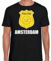 Politie embleem amsterdam carnaval verkleed t-shirt zwart voor heren