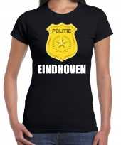 Politie embleem eindhoven carnaval verkleed t-shirt zwart voor dames