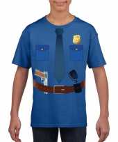 Politie uniform kostuum t shirt blauw voor kinderen