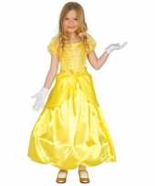 Prinses verkleed jurk kostuum geel voor meisjes