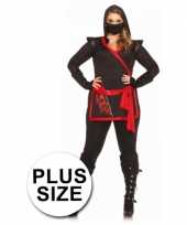 Rood met zwart ninja kostuum voor dames 10063866