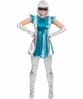 Space kostuum blauw zilver voor dames